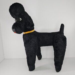 Vintage Steiff Germany Snobby Black Poodle Plush Dog Figure With Collar 15"